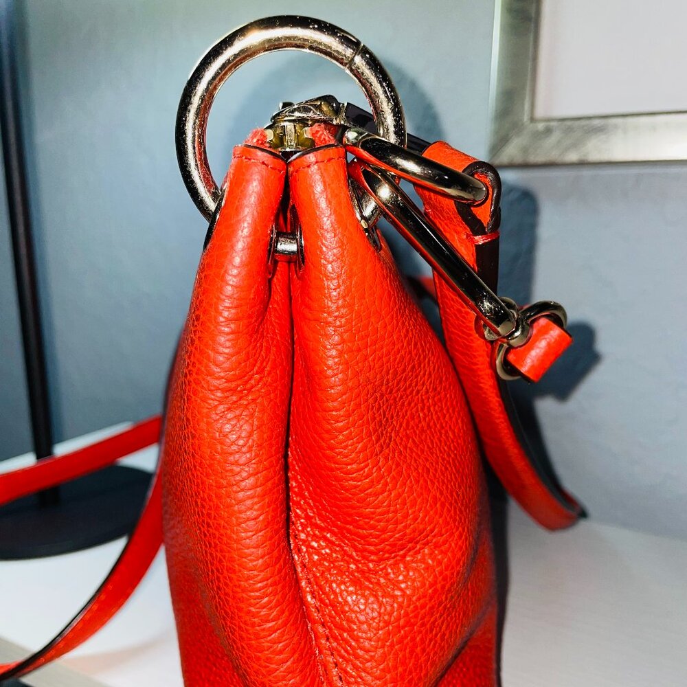COACH Red Pebbled Leather Charley Crossbody Travel Bag - Picture 4 of 10